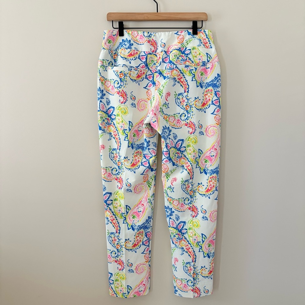 IBKUL Sharon White Multi Paisley Golf Ankle Pants Size 10 - Picture 4 of 10